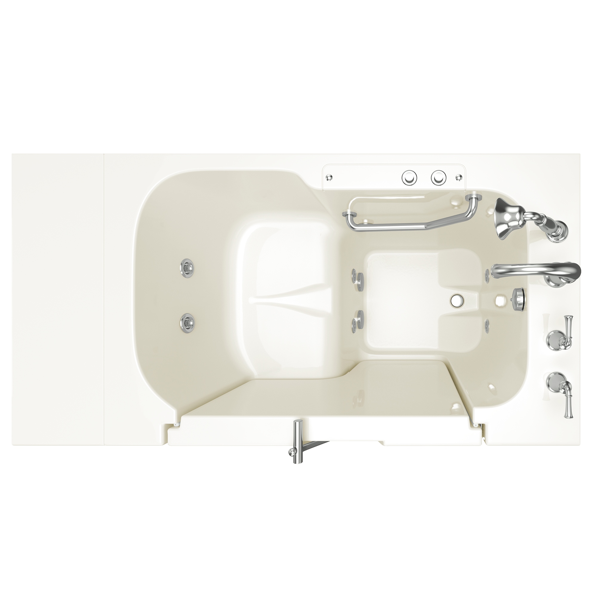 Gelcoat Value Series 32 x 52  Inch Walk in Tub With Whirlpool System   Right Hand Drain With Faucet WIB LINEN